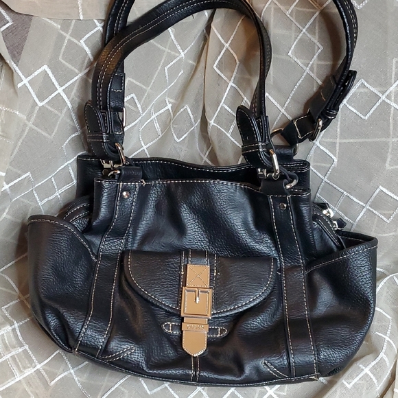 Chaps Handbags - Black Faux Leather Handbag